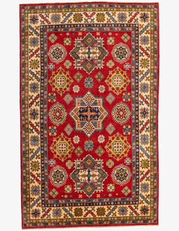 6' x 9' 8 Hand Knotted Kazak Rug