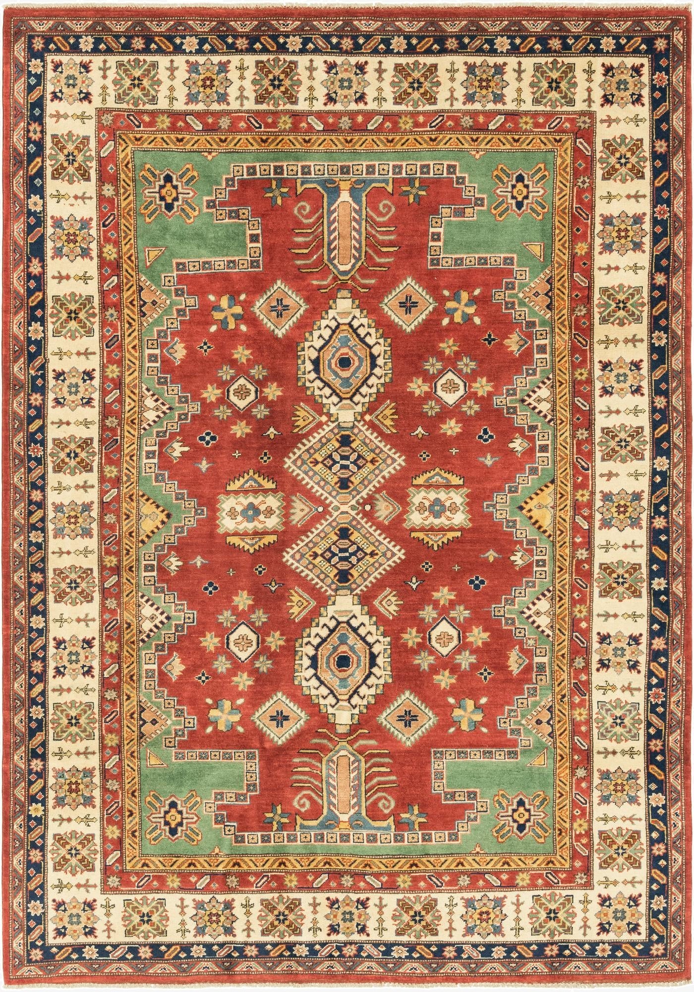 6' 7 x 9' 5  Hand Knotted Kazak Rug