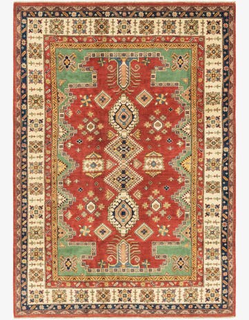 6' 7 x 9' 5 Hand Knotted Kazak Rug