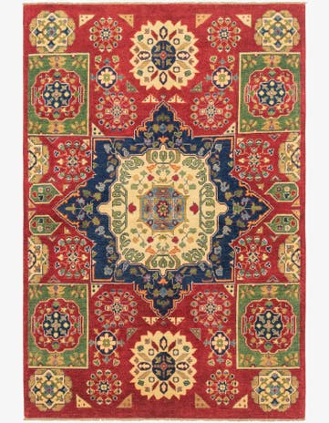 5' 7 x 8' 3 Hand Knotted Kazak Rug