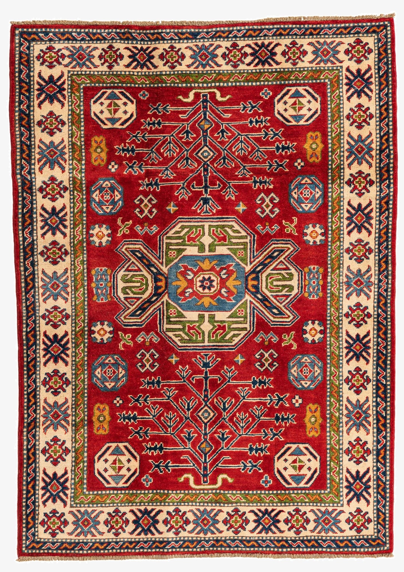 4' 1 x 5' 10  Hand Knotted Kazak Rug