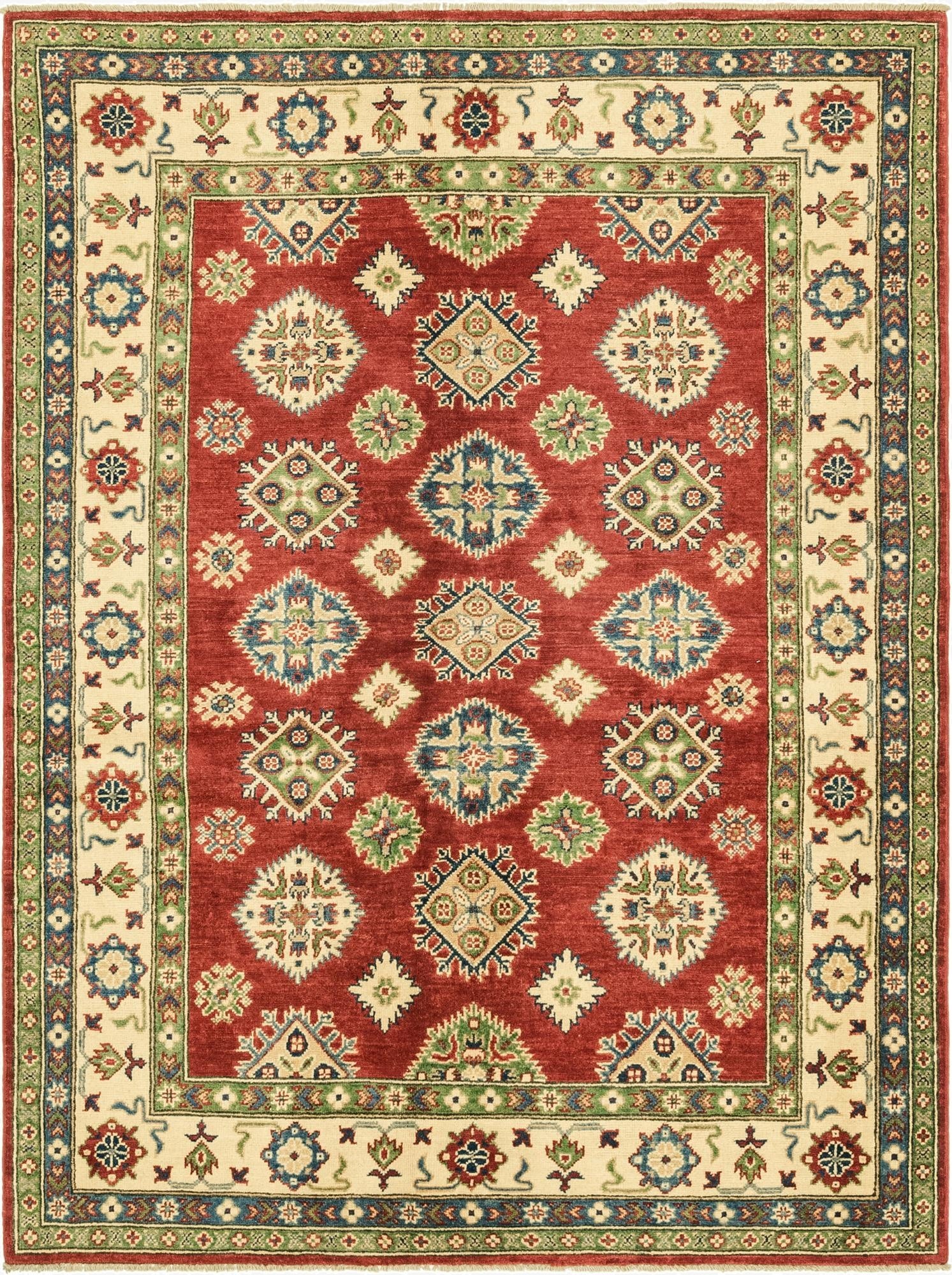 4' 10 x 6' 8  Hand Knotted Kazak Rug