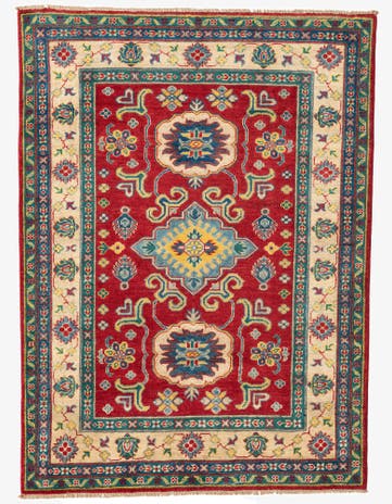 4' x 5' 5 Hand Knotted Kazak Rug