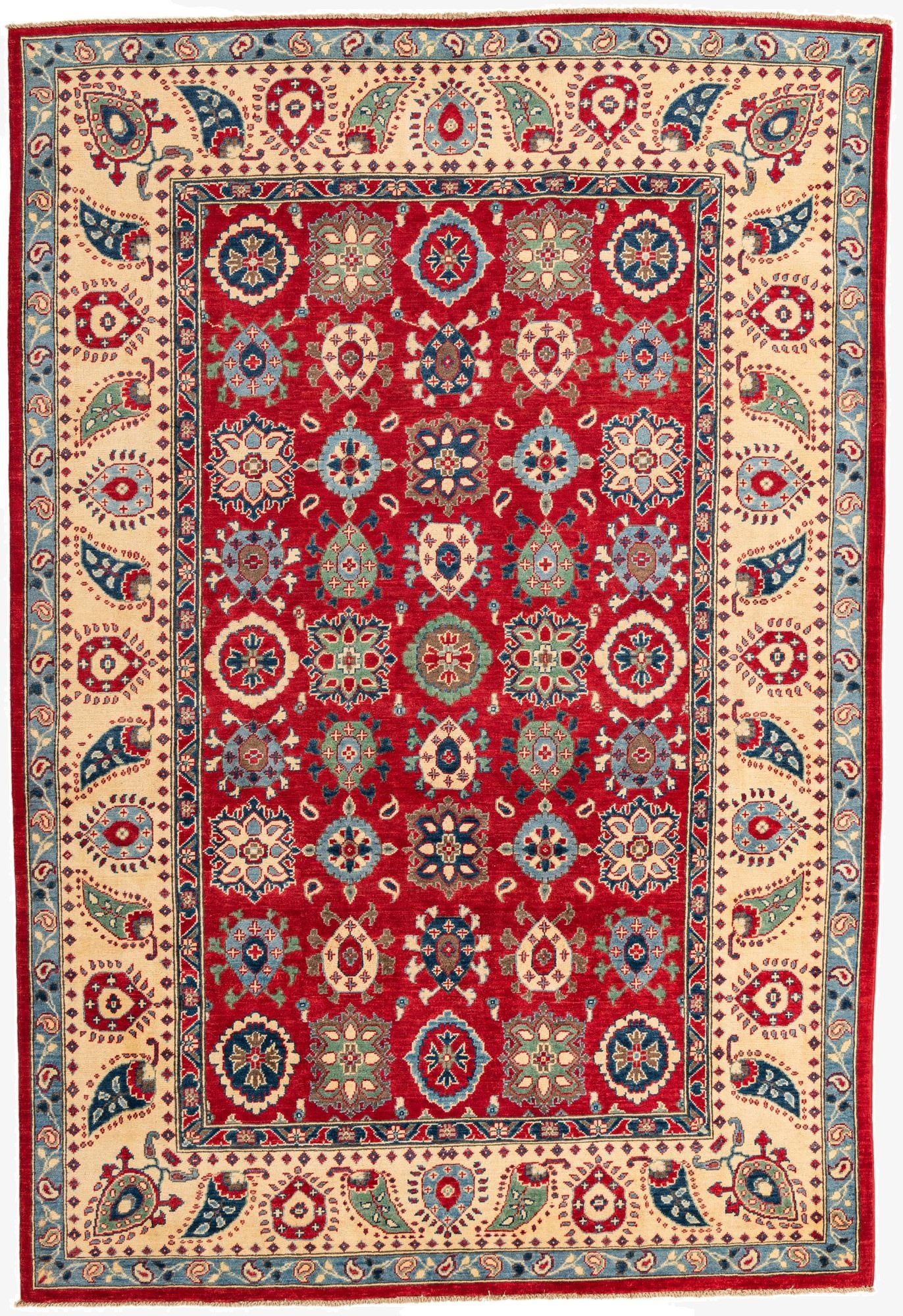 6' 8 x 9' 10  Hand Knotted Kazak Rug