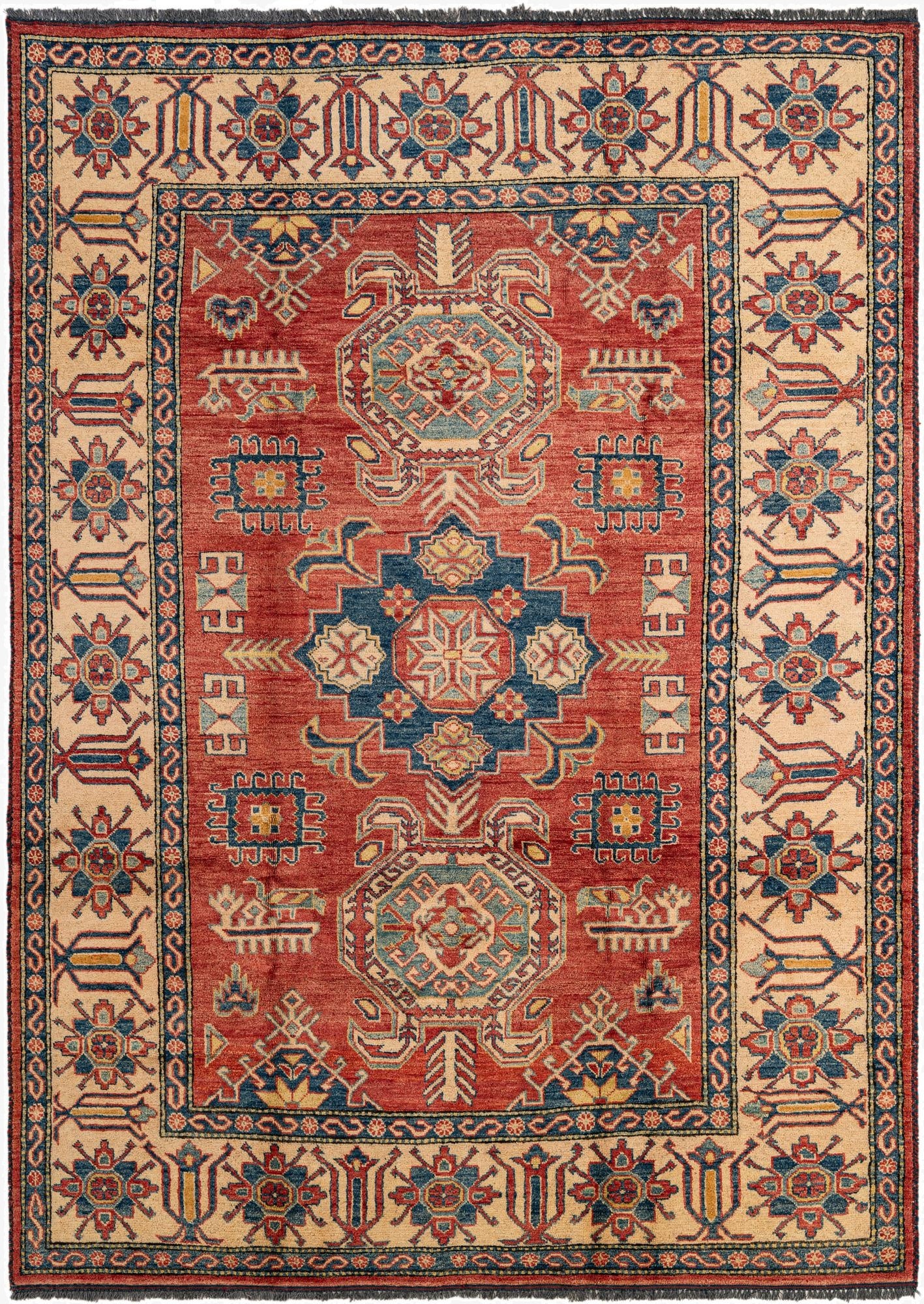 6' 3 x 8' 7  Hand Knotted Kazak Wool Rug