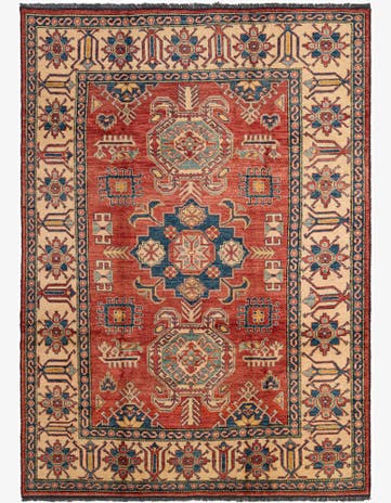 6' 3 x 8' 7 Hand Knotted Kazak Wool Rug