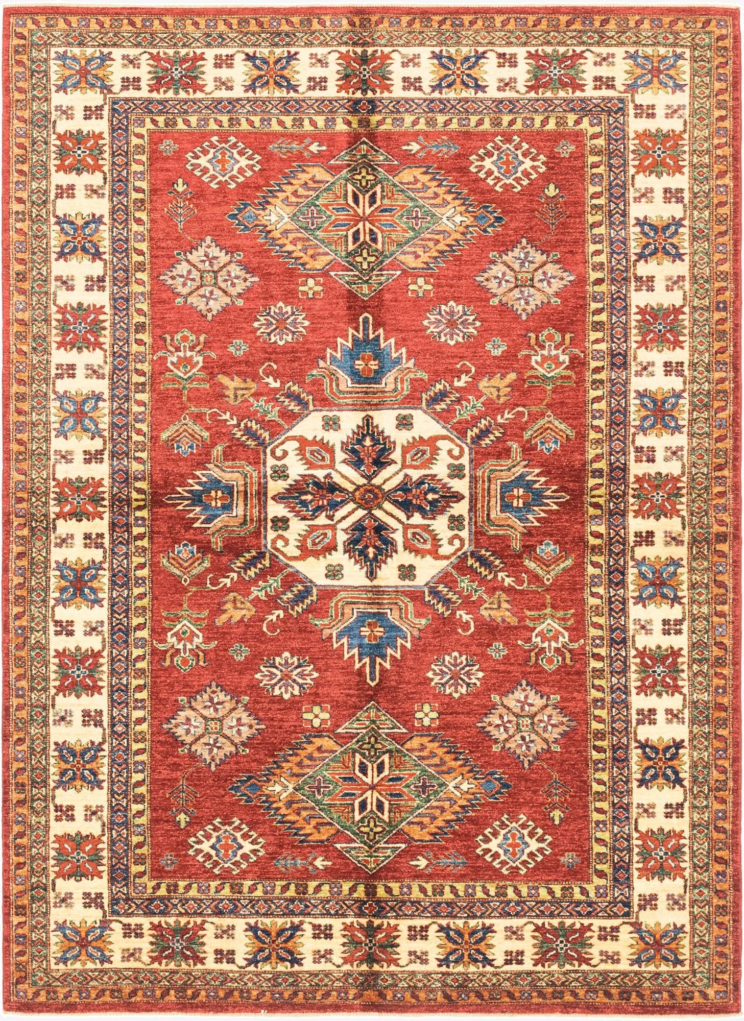 5' 10 x 8' 4  Hand Knotted Kazak Oriental Rug