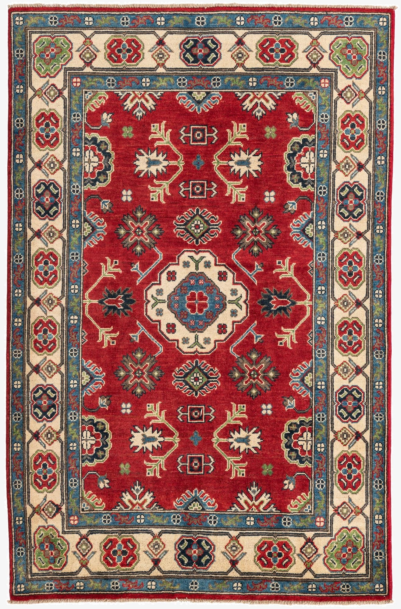 4' 2 x 6' 5  Hand Knotted Kazak Rug