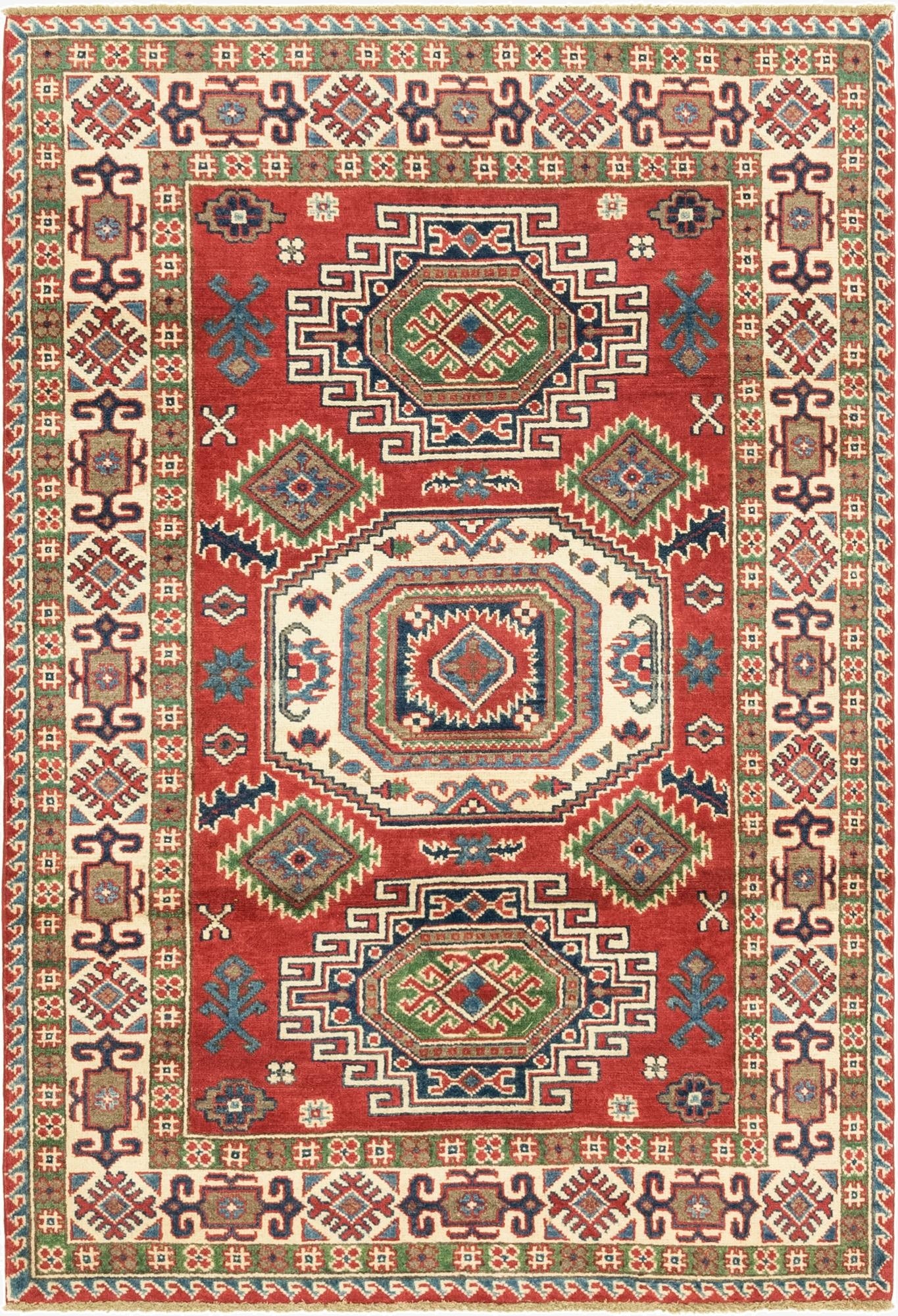 4' x 6'  Hand Knotted Kazak Rug