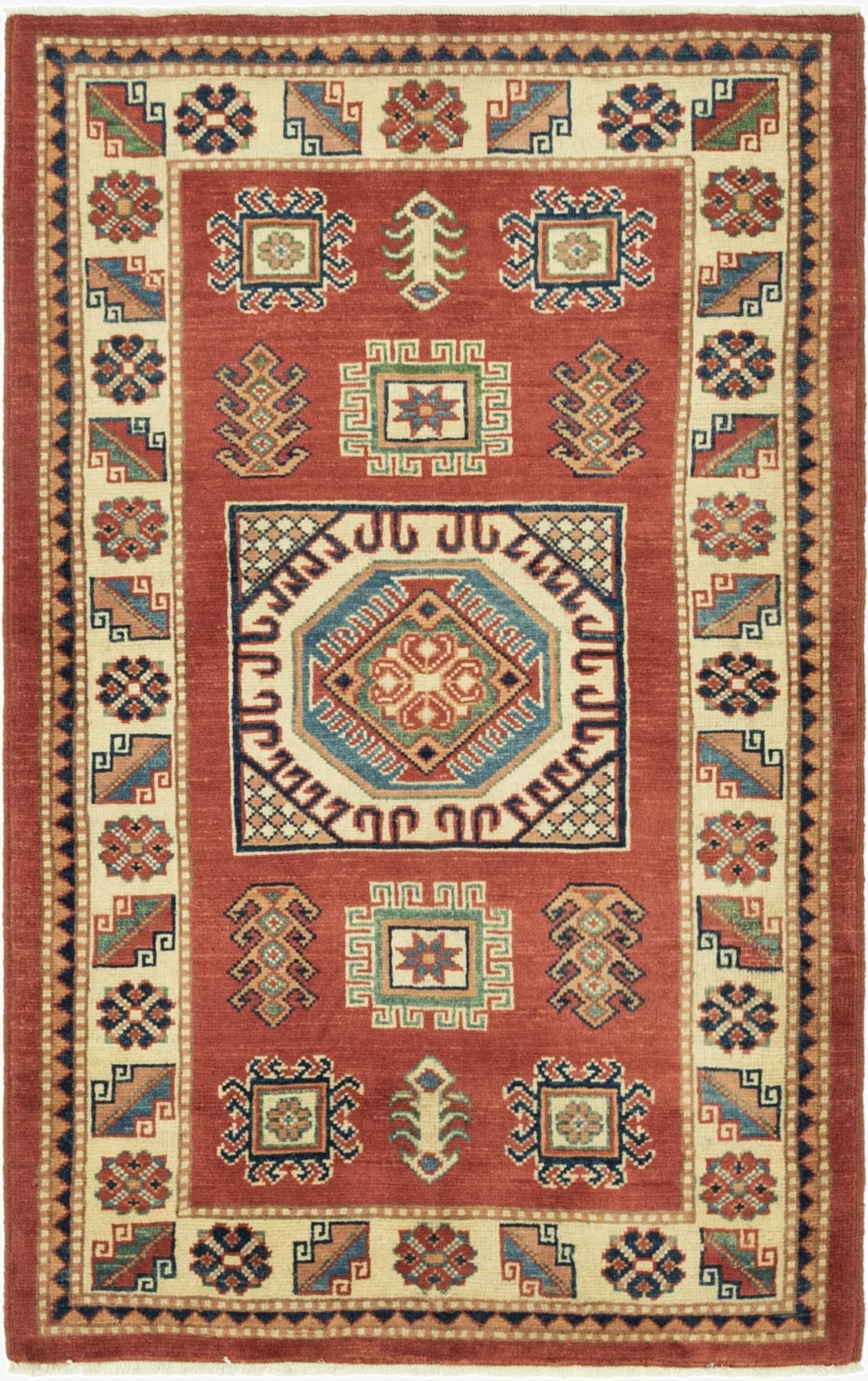 3' 1 x 4' 10  Hand Knotted Kazak Oriental Rug