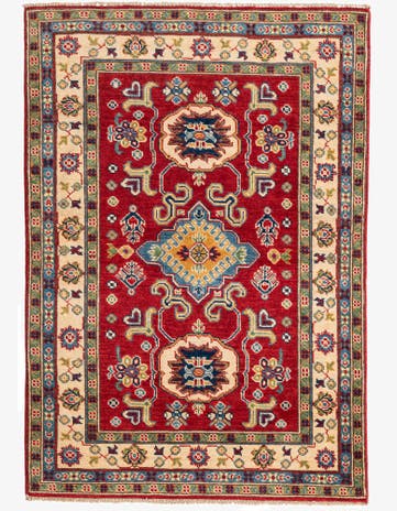 3' 5 x 4' 10 Hand Knotted Kazak Rug