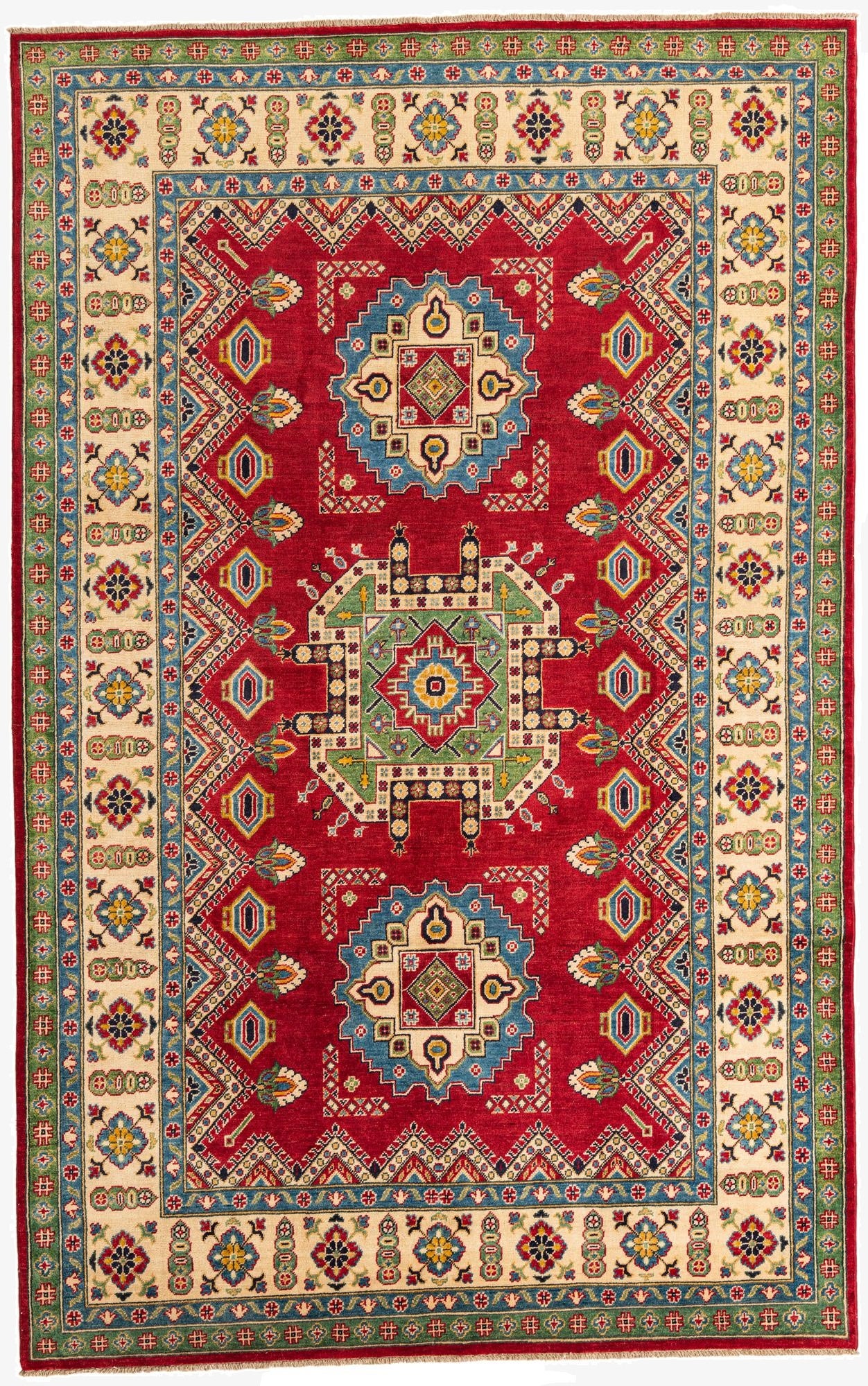 6' 7 x 10' 5  Hand Knotted Kazak Rug
