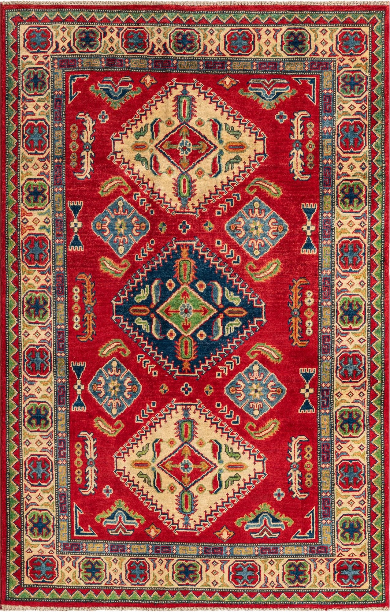 4' x 6' Hand Knotted Kazak Rug