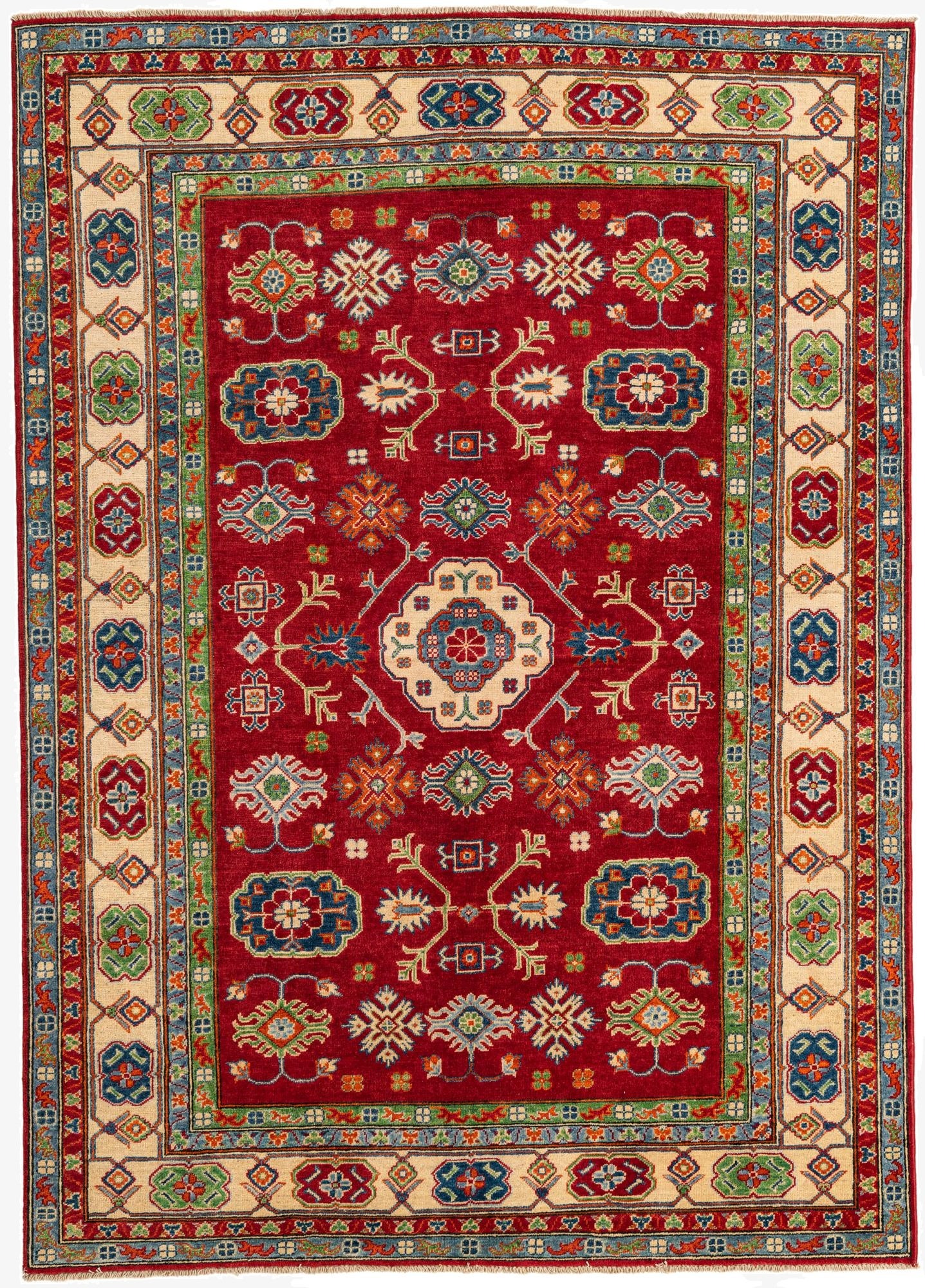 6' 2 x 8' 7  Hand Knotted Kazak Rug