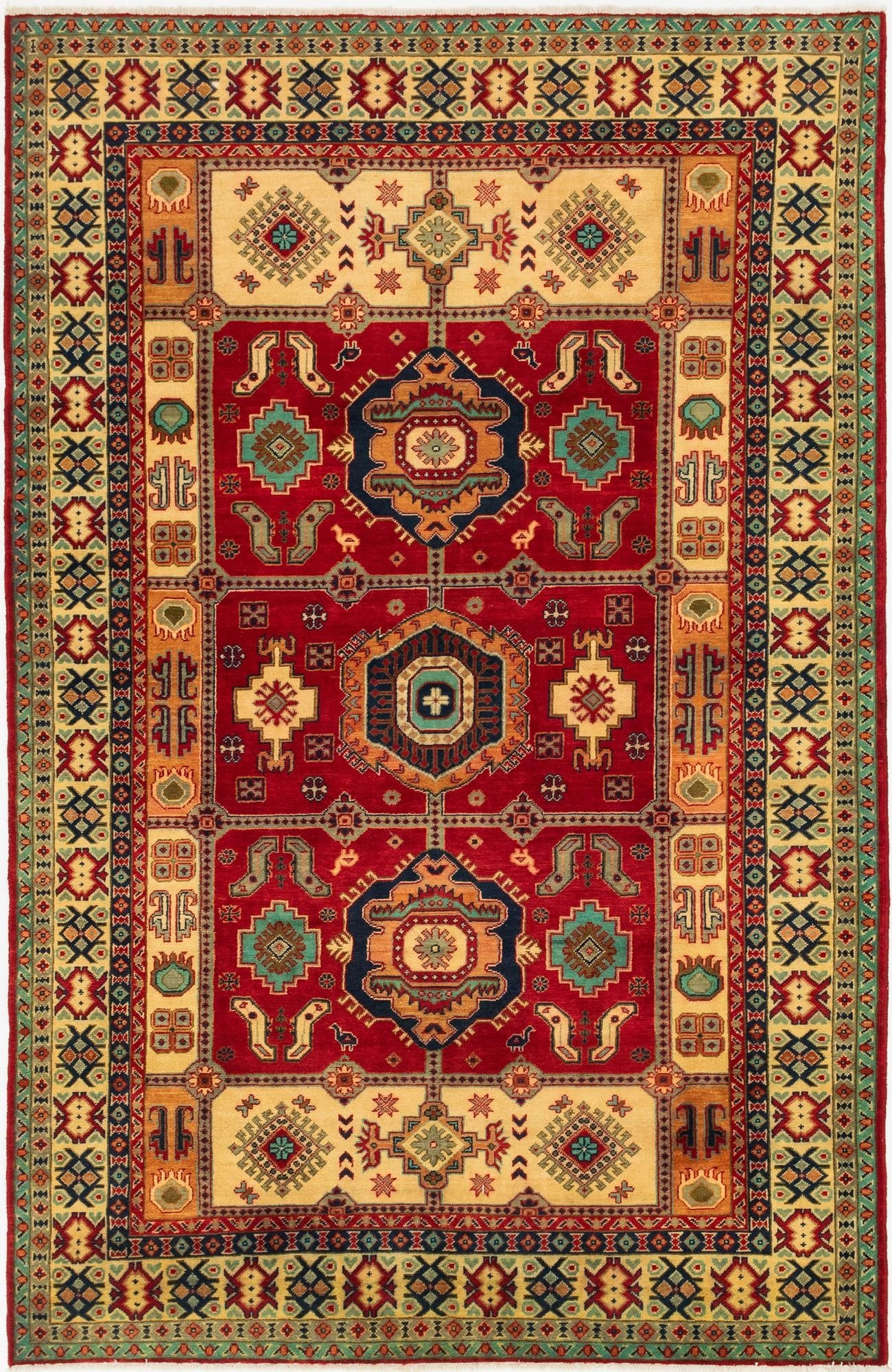 6' 7 x 10' 1  Hand Knotted Kazak Rug