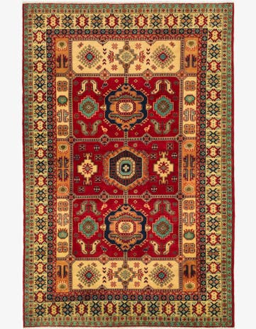 6' 7 x 10' 1 Hand Knotted Kazak Rug