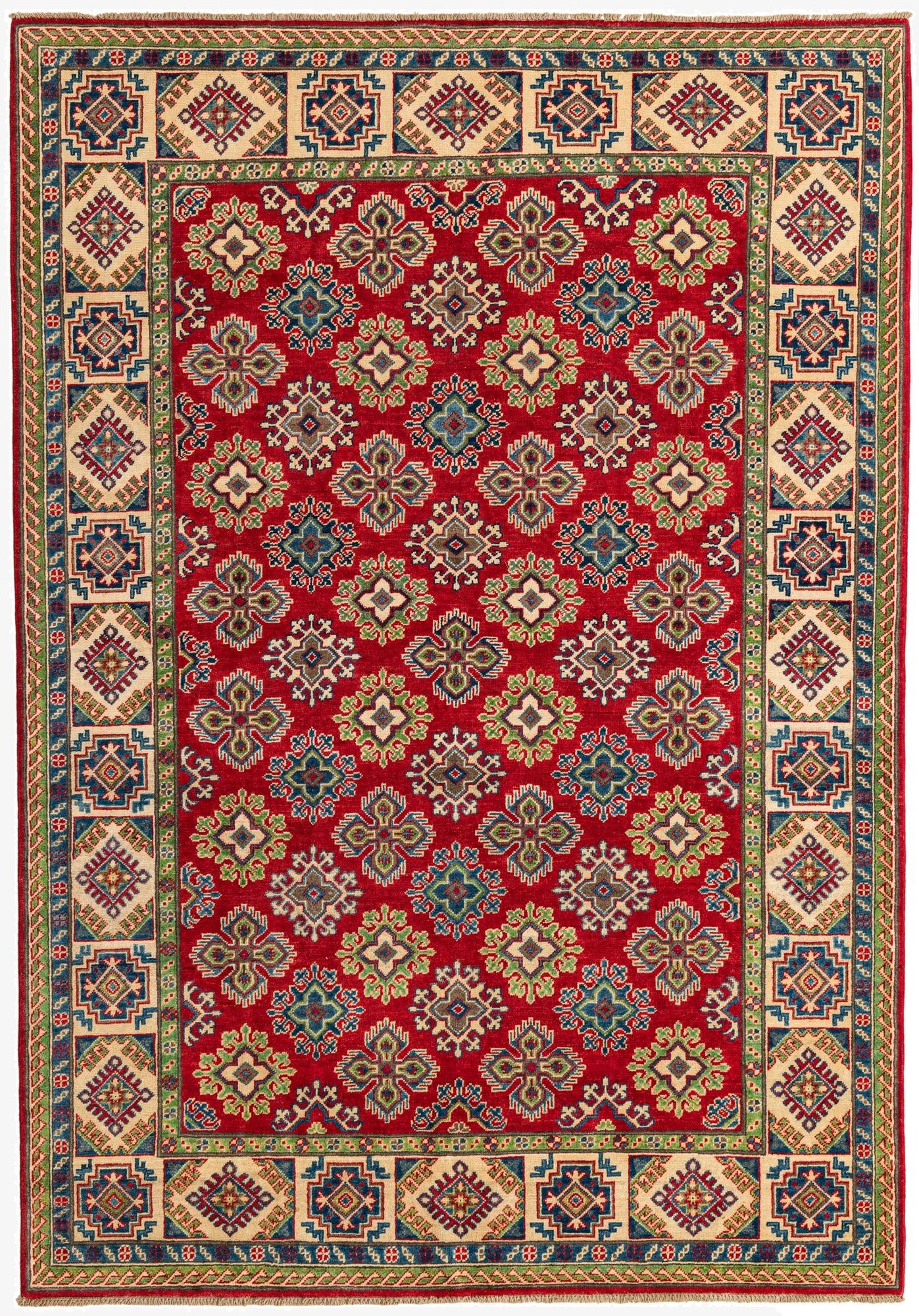 6' x 8' 7  Hand Knotted Kazak Rug
