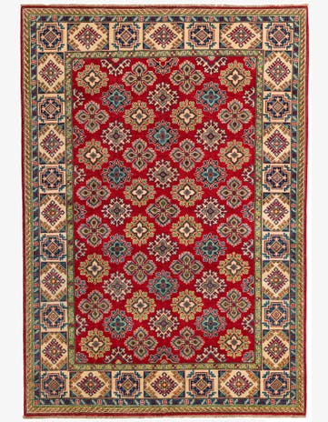 6' x 8' 7 Hand Knotted Kazak Rug