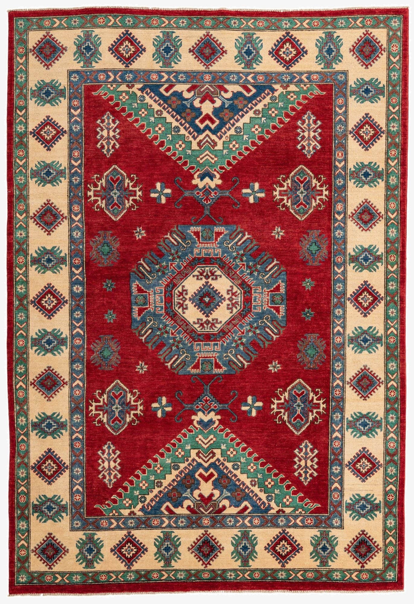 6' 8 x 9' 8  Hand Knotted Kazak Rug