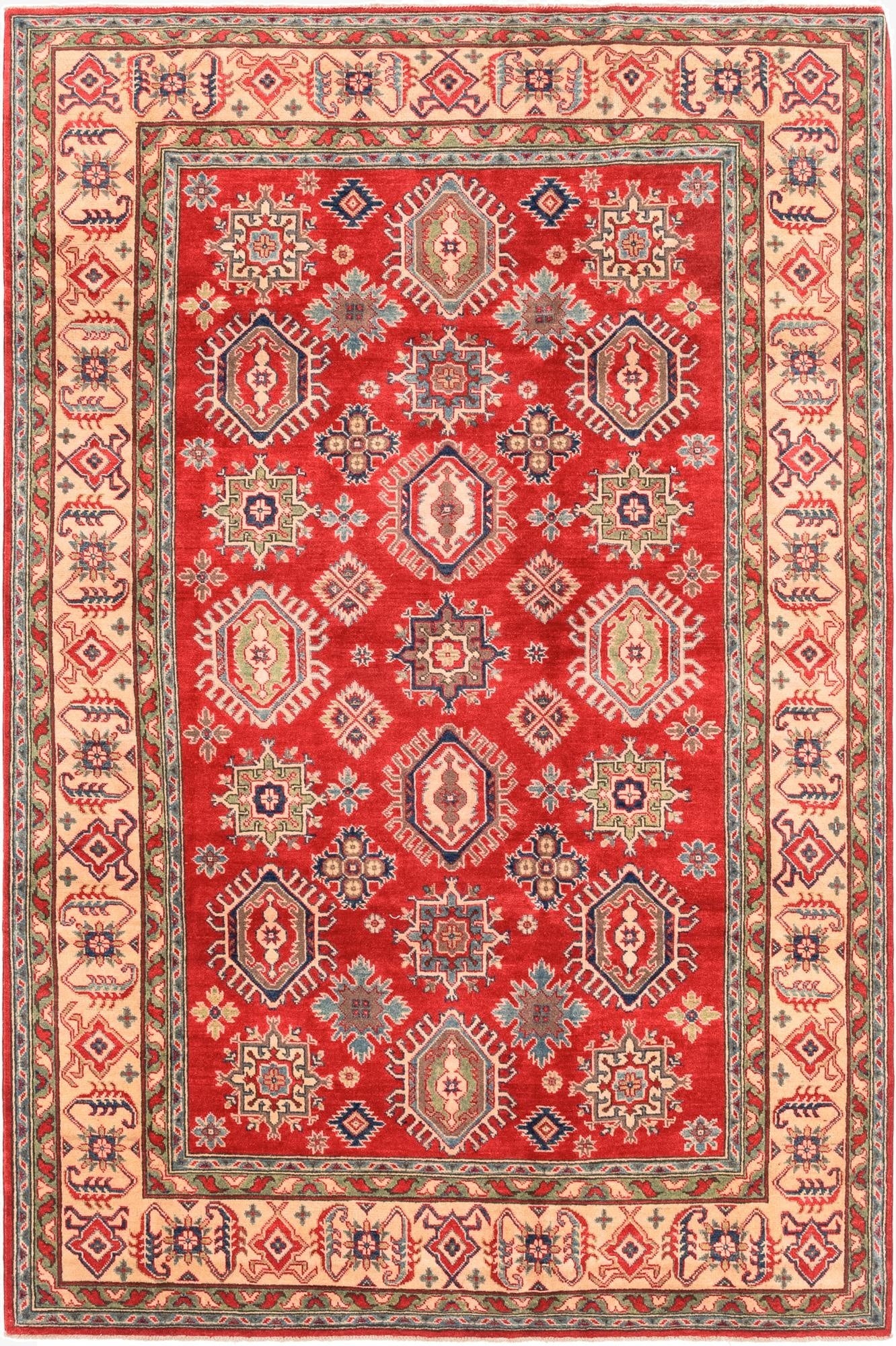 6' 6 x 9' 10  Hand Knotted Kazak Rug