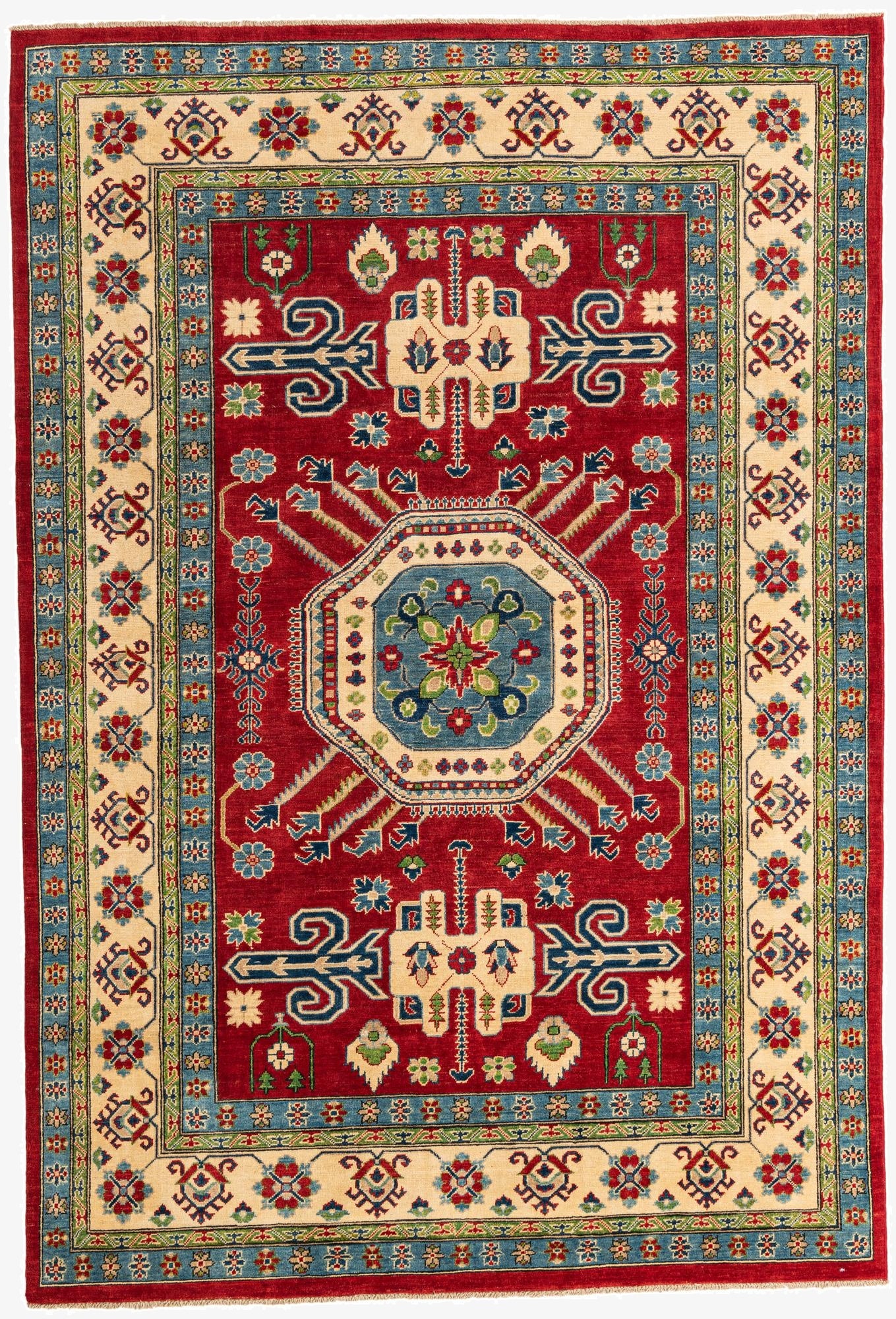 6' 8 x 9' 9  Hand Knotted Kazak Rug