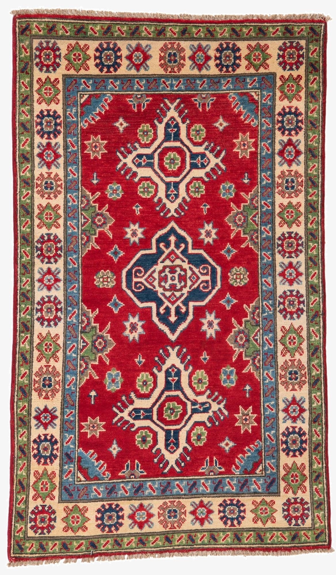 3' 2 x 5' 3  Hand Knotted Kazak Rug