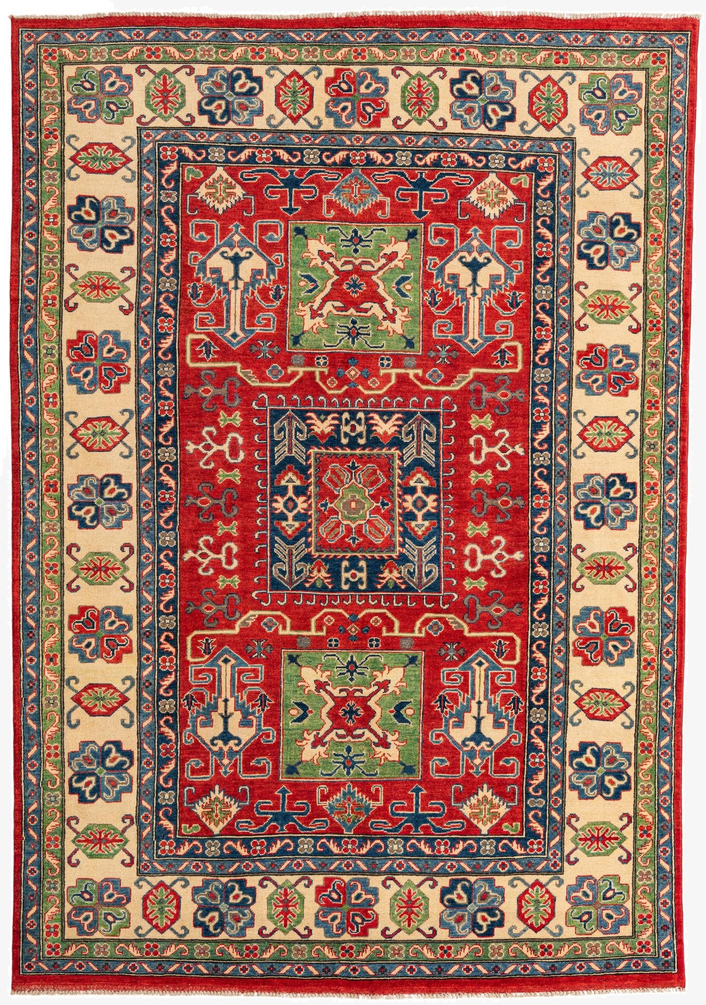 6' 8 x 9' 8  Hand Knotted Kazak Rug