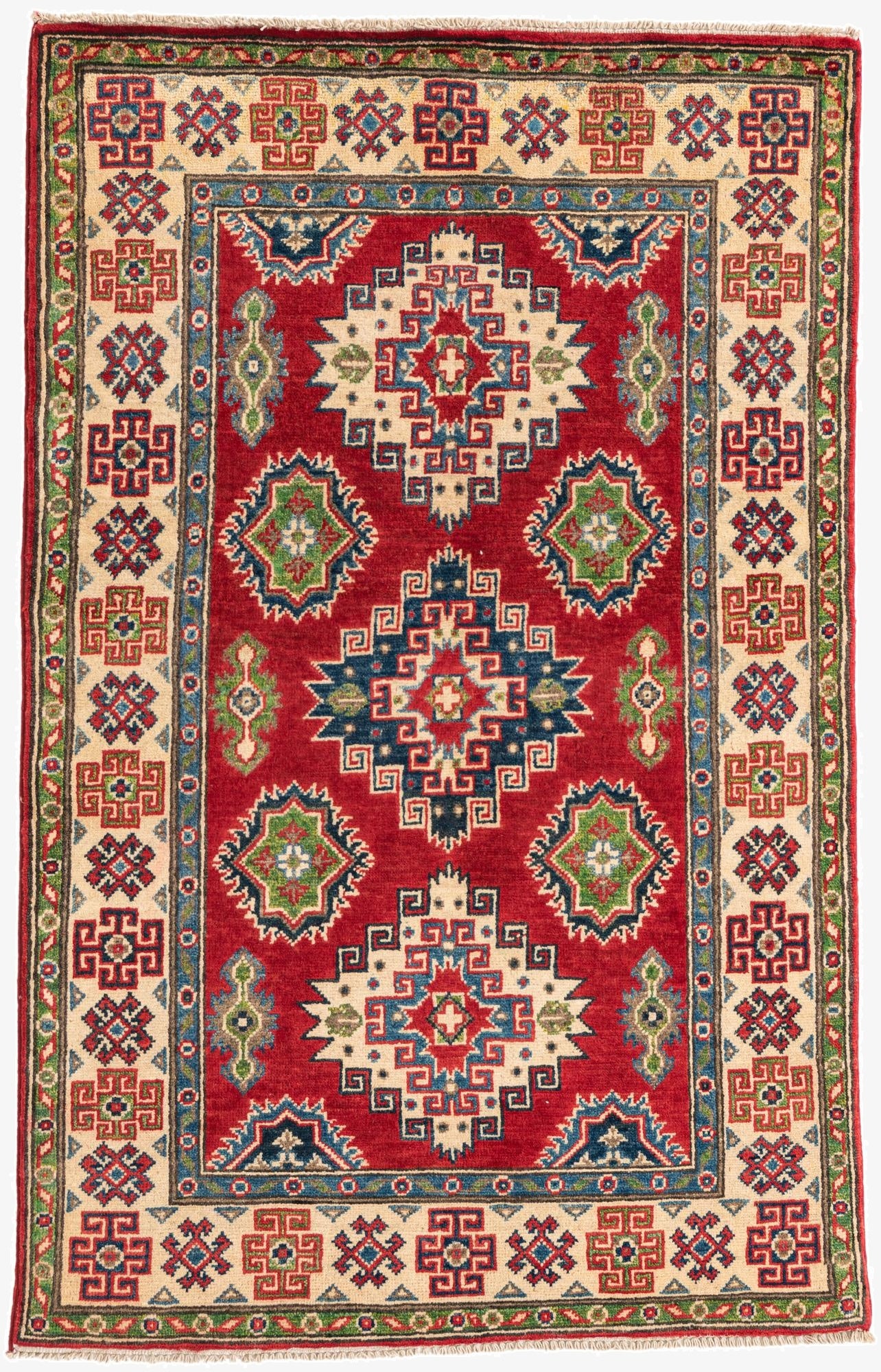 3' 2 x 5' 1  Hand Knotted Kazak Rug