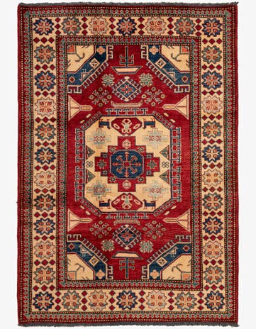 4' 2 x 5' 11 Hand Knotted Kazak Wool Rug