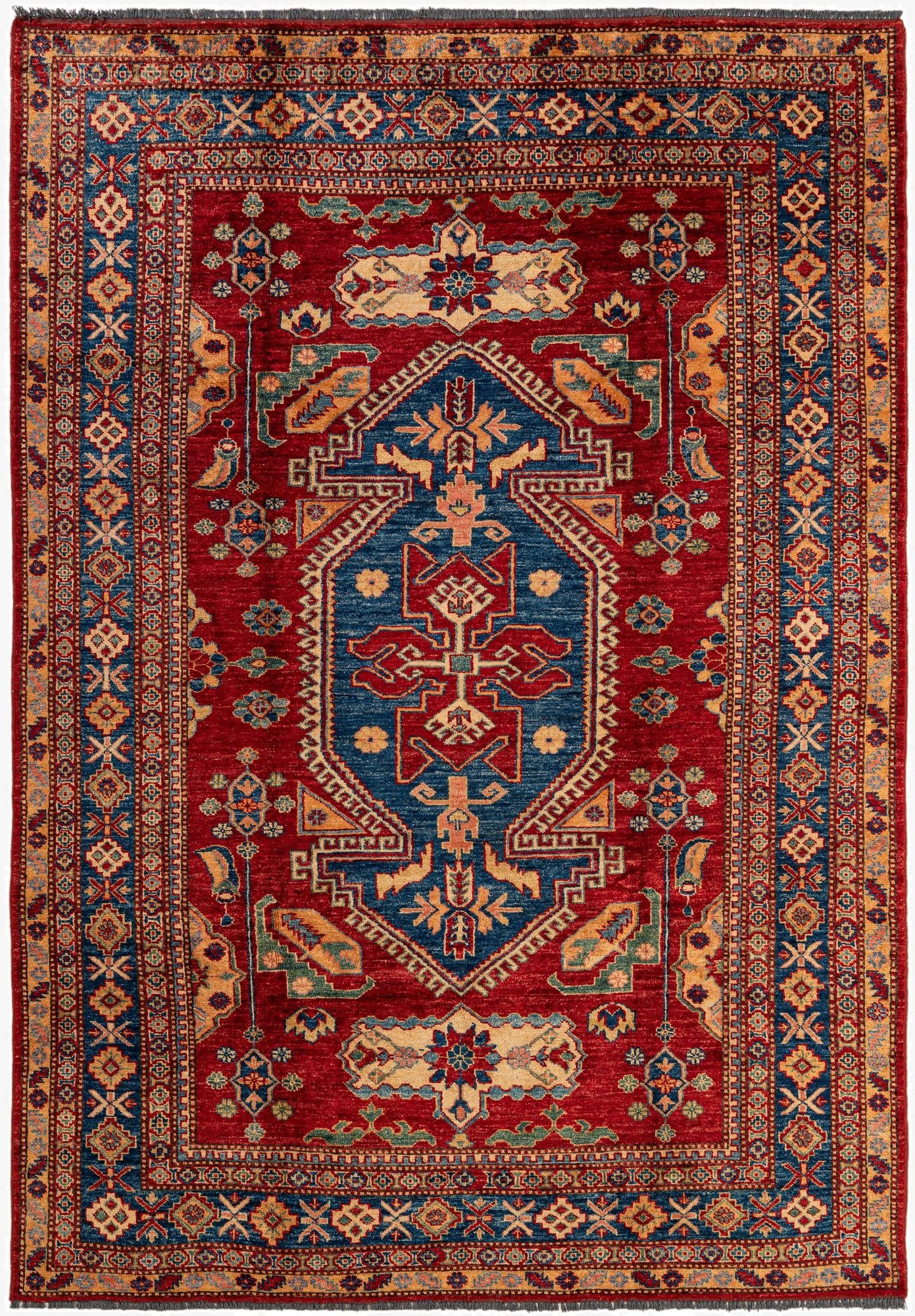 5' 11 x 8' 6  Hand Knotted Kazak Oriental Wool Rug