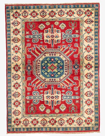 4' x 5' 4 Hand Knotted Kazak Rug