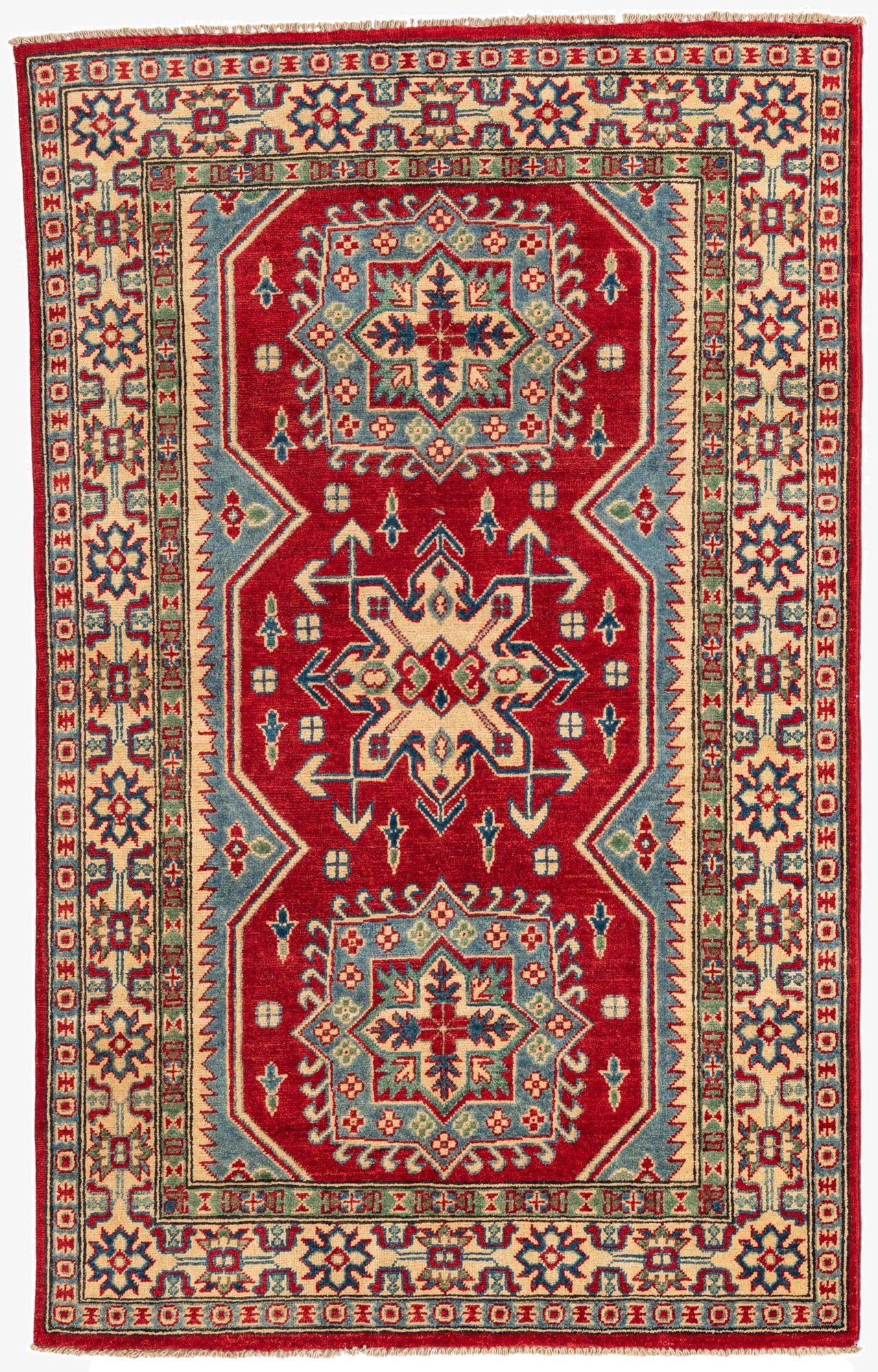 3' 10 x 6' 2  Hand Knotted Kazak Rug
