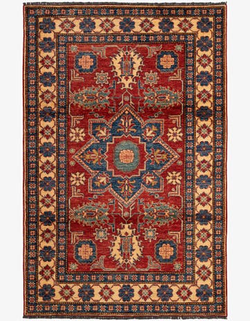 4' 6 x 6' 10 Hand Knotted Kazak Wool Rug