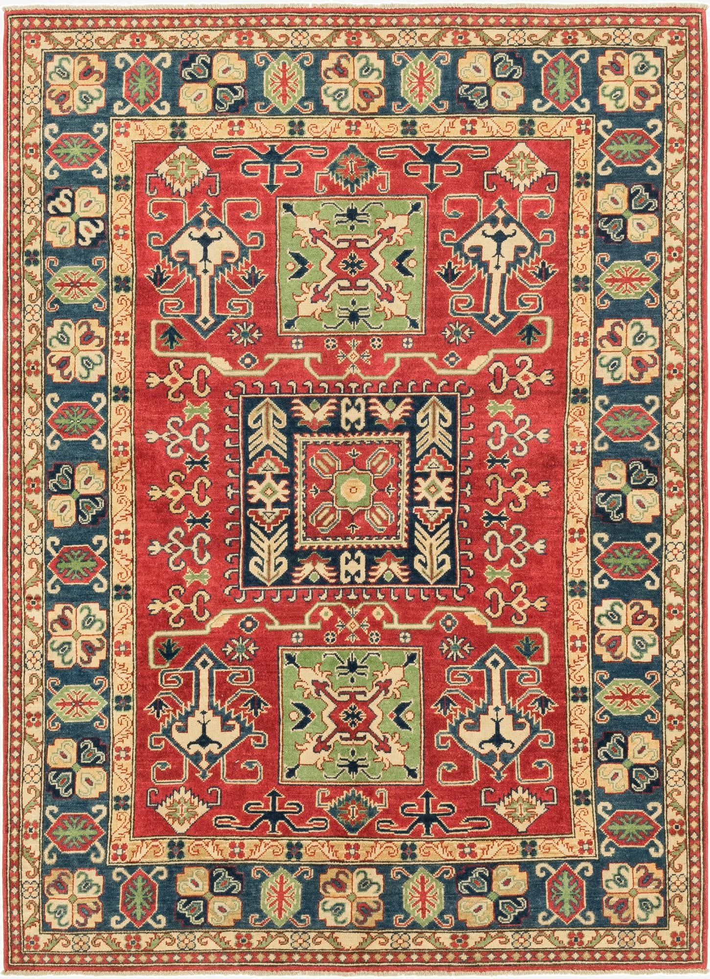 5' 7 x 7' 8  Hand Knotted Kazak Rug