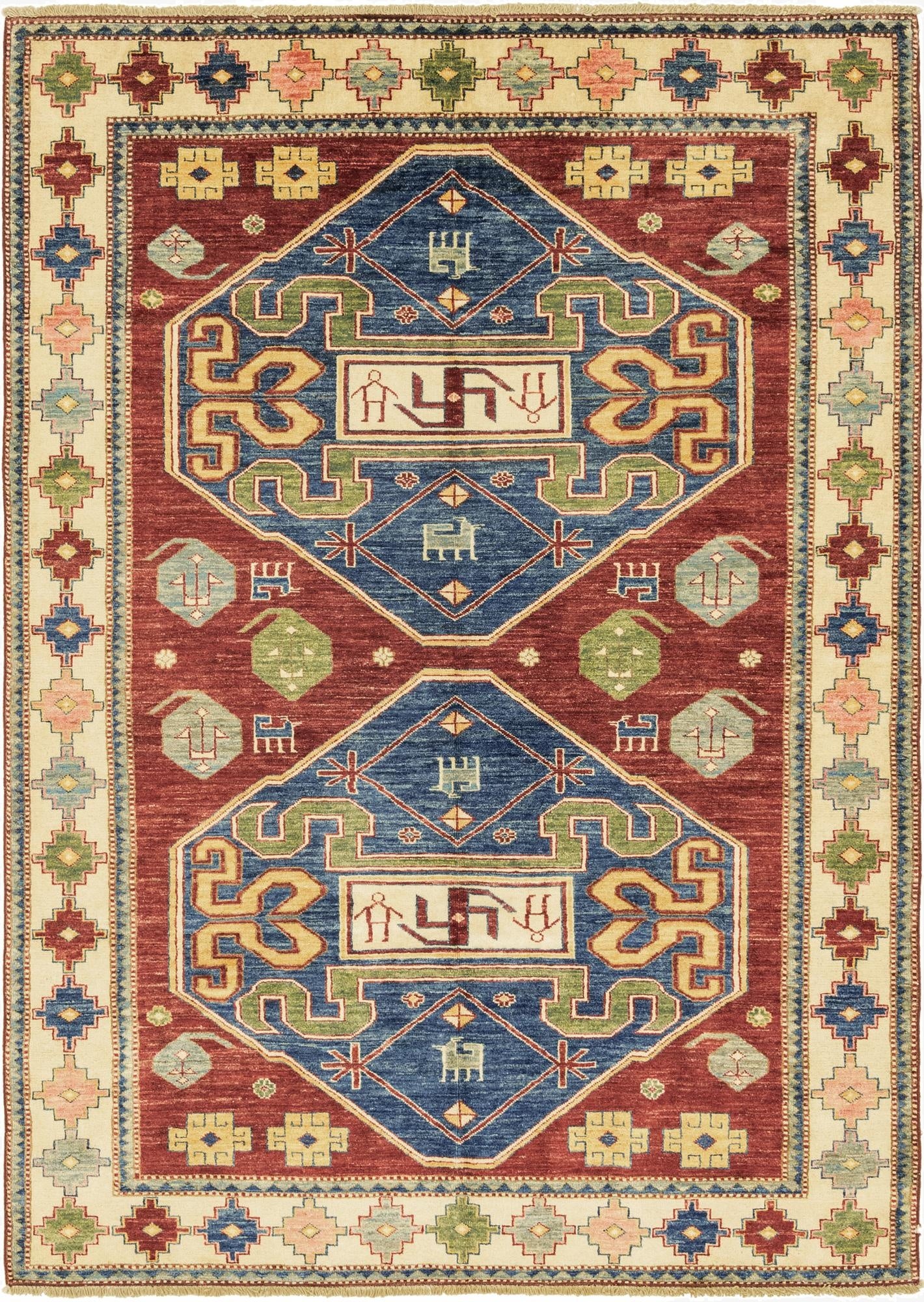 5' 8 x 8'  Hand Knotted Kazak Oriental Rug