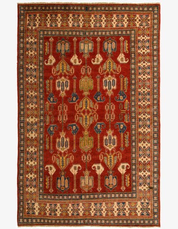 6' 3 x 9' 8 Hand Knotted Kazak Rug