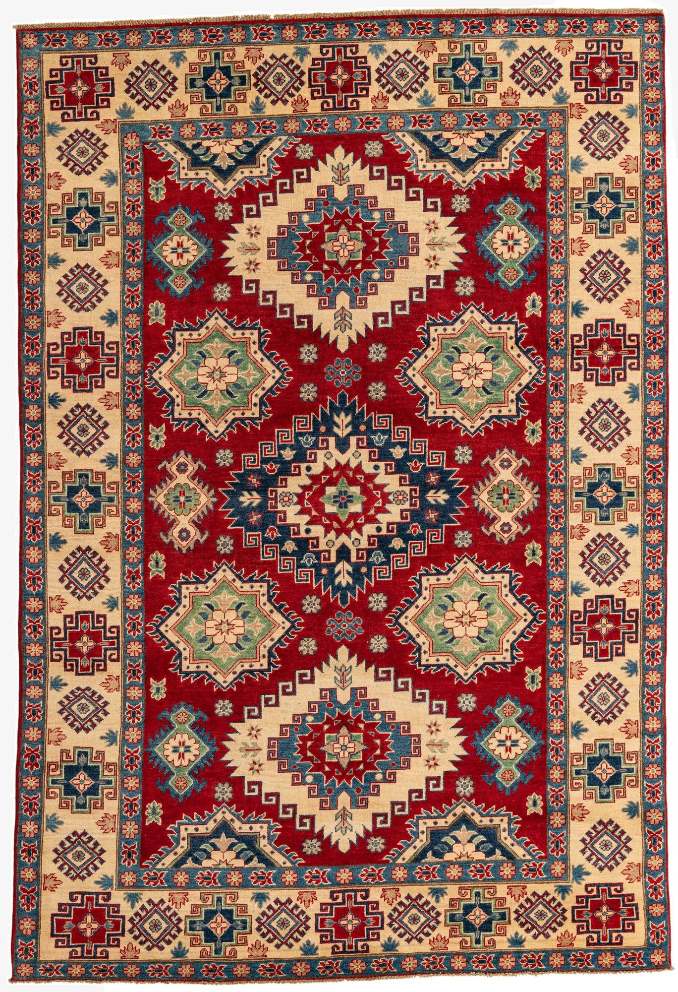 6' 7 x 9' 9  Hand Knotted Kazak Rug