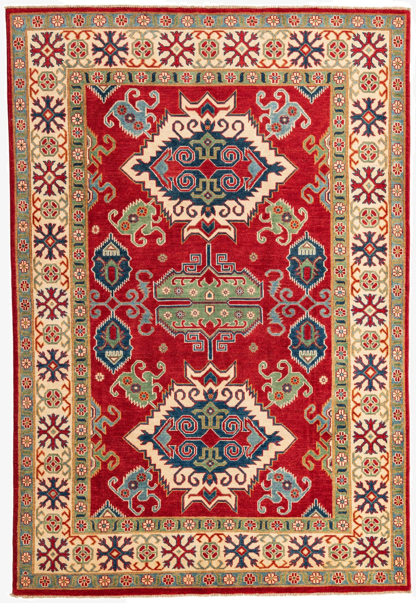 6' 6 x 9' 7  Hand Knotted Kazak Rug