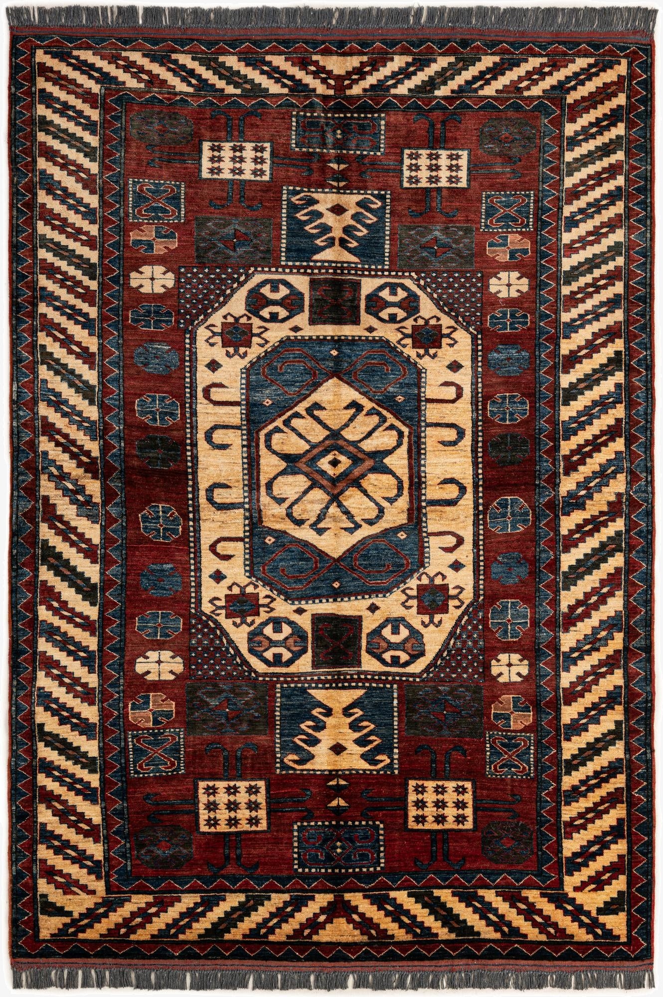 5' 1 x 7' 4  Hand Knotted Kazak Wool Rug