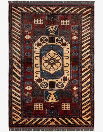 5' 1 x 7' 4 Hand Knotted Kazak Wool Rug