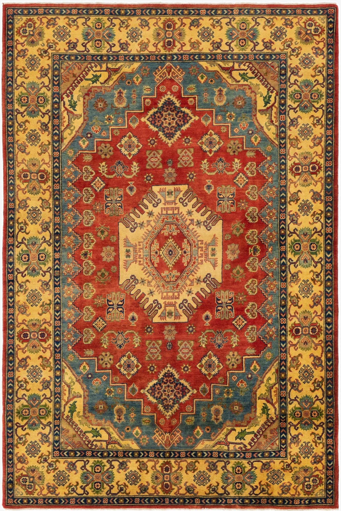 6' 4 x 9' 8  Hand Knotted Kazak Rug