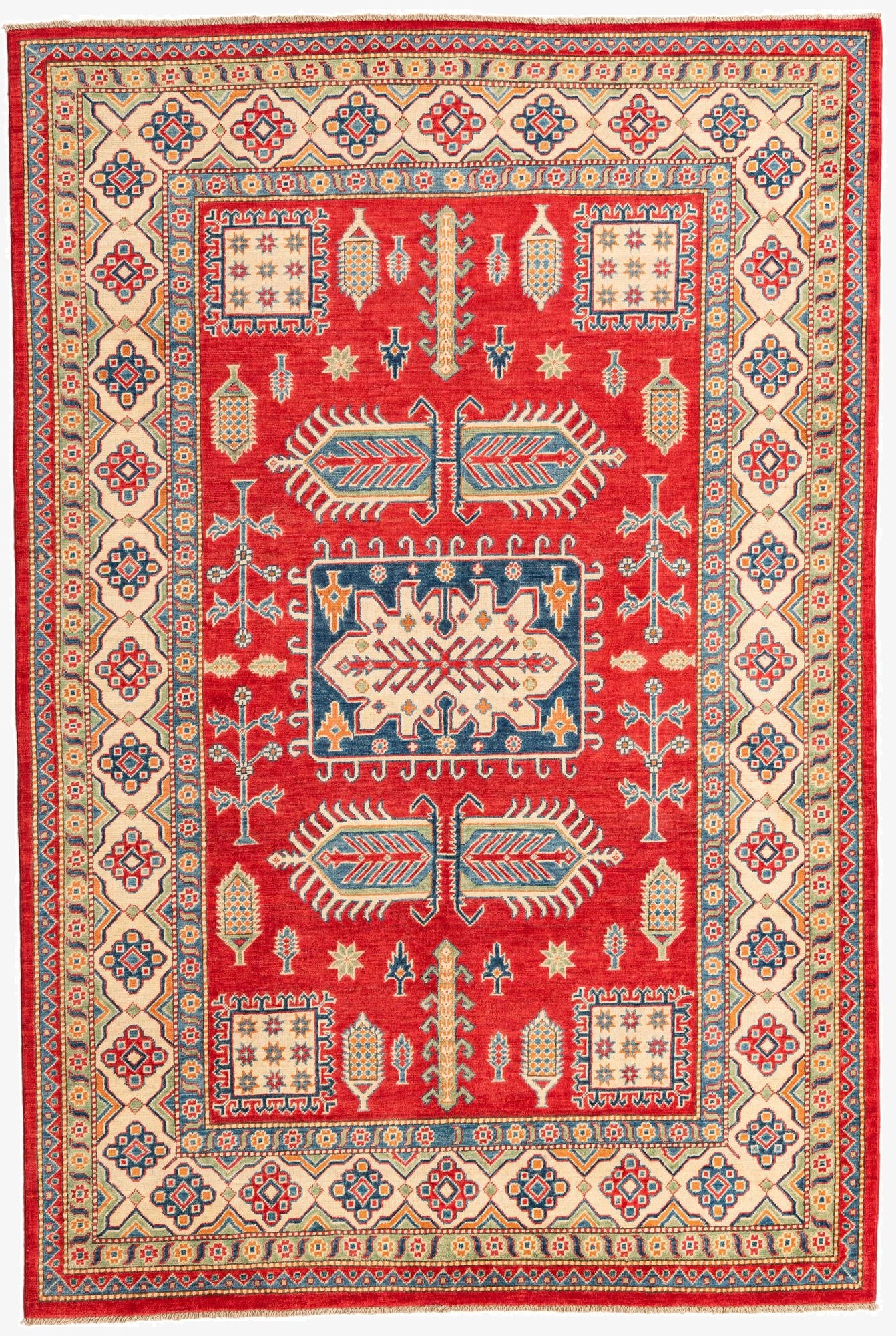 6' 7 x 9' 10  Hand Knotted Kazak Rug