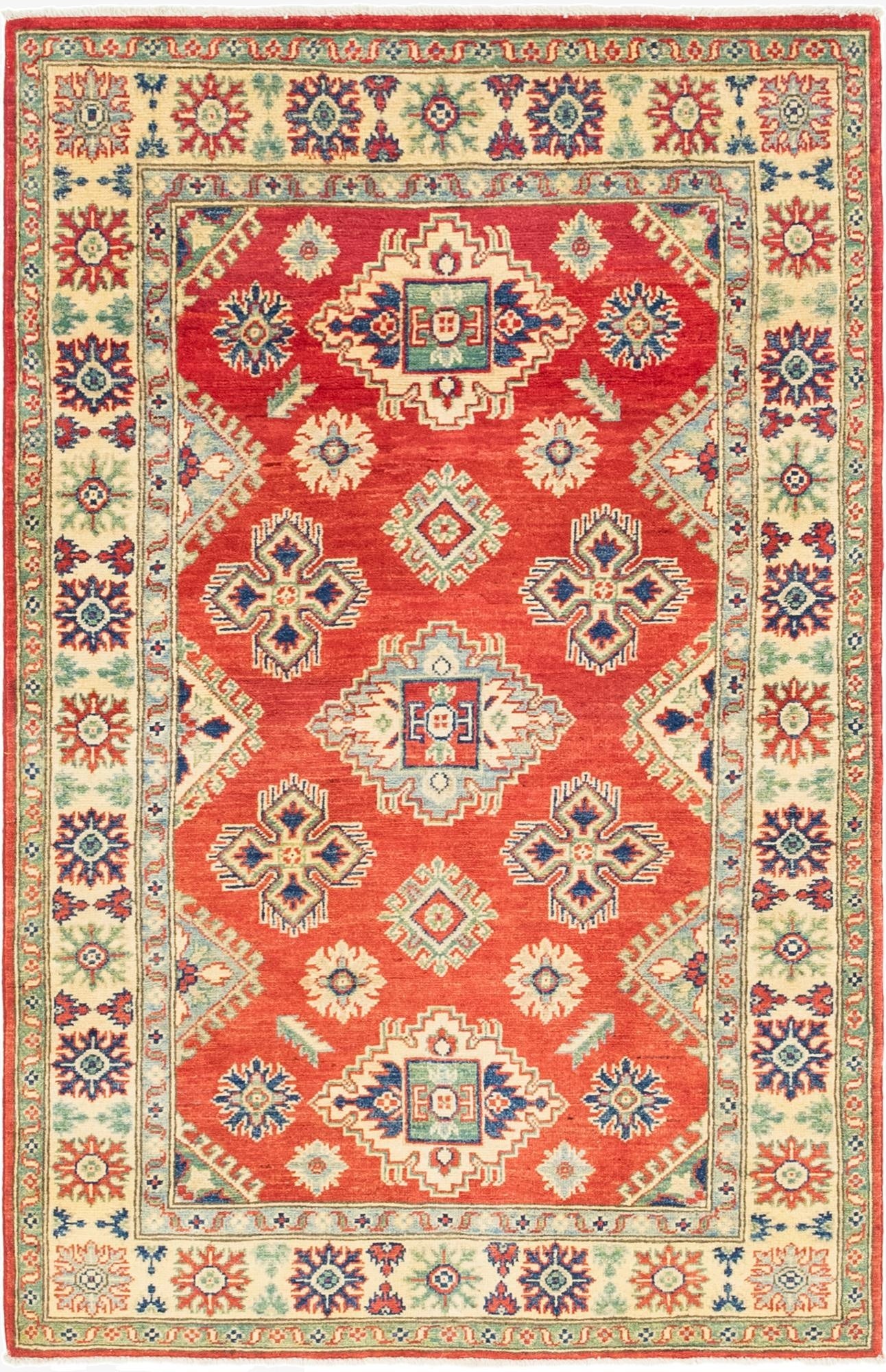 3' 10 x 6' 3  Hand Knotted Kazak Rug