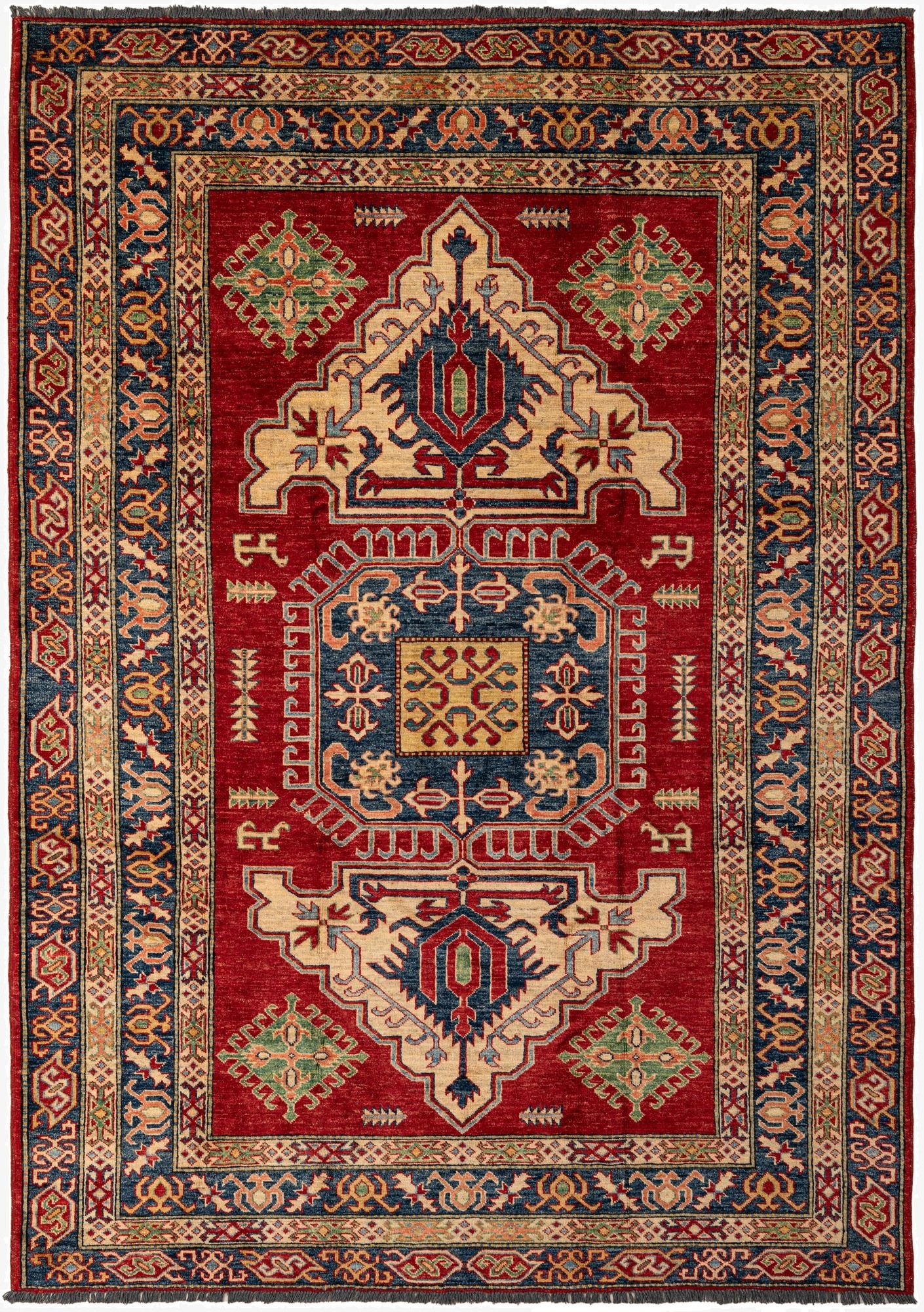 6' 5 x 8' 11  Hand Knotted Kazak Wool Rug