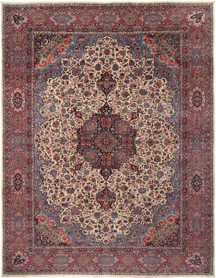 Detail image of 11' 4 x 16' 5 Hand Knotted Kerman Persian Wool Rug