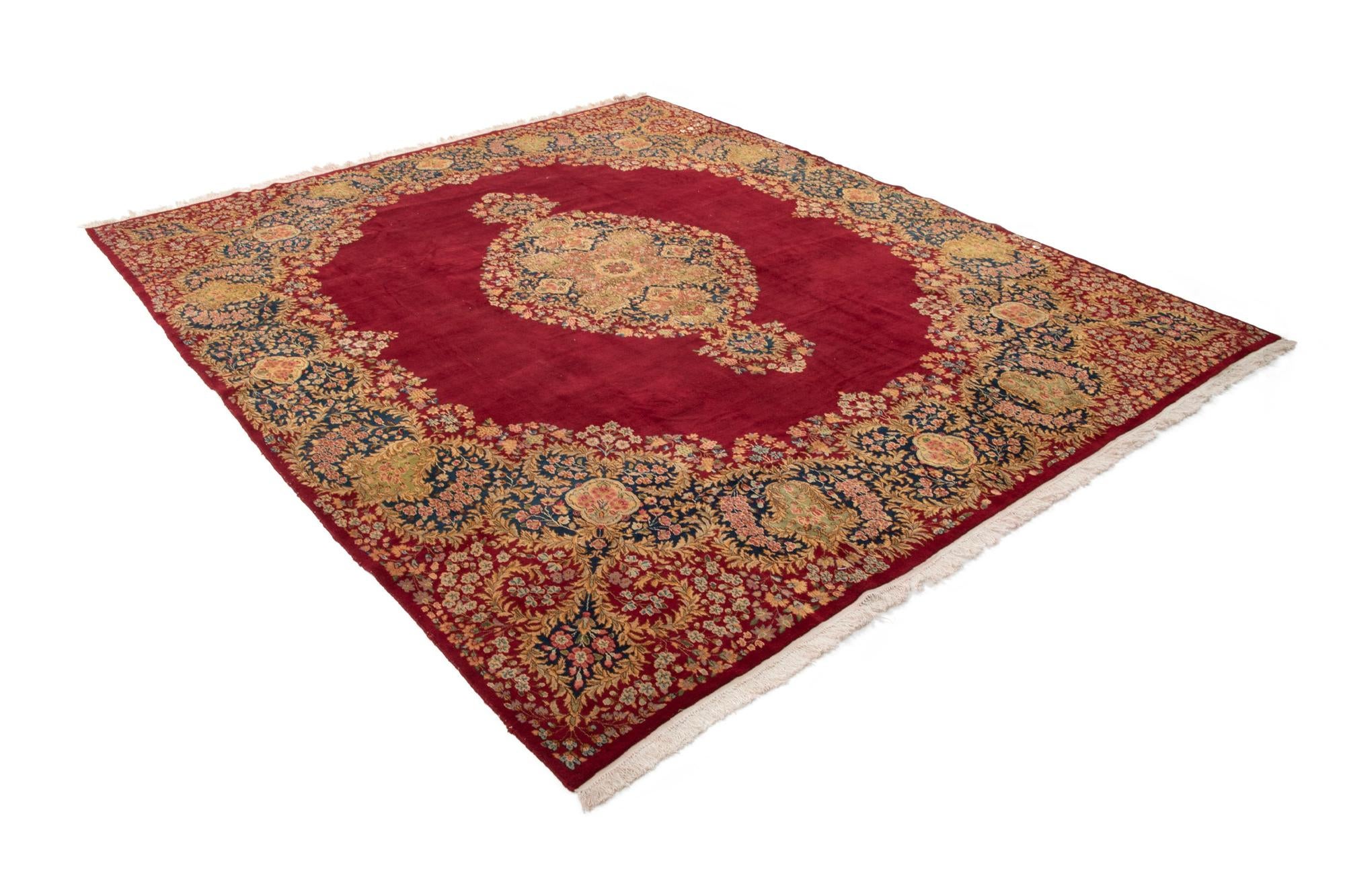 11' 3 x 13' 1 Hand Knotted Kerman Persian Wool Rug