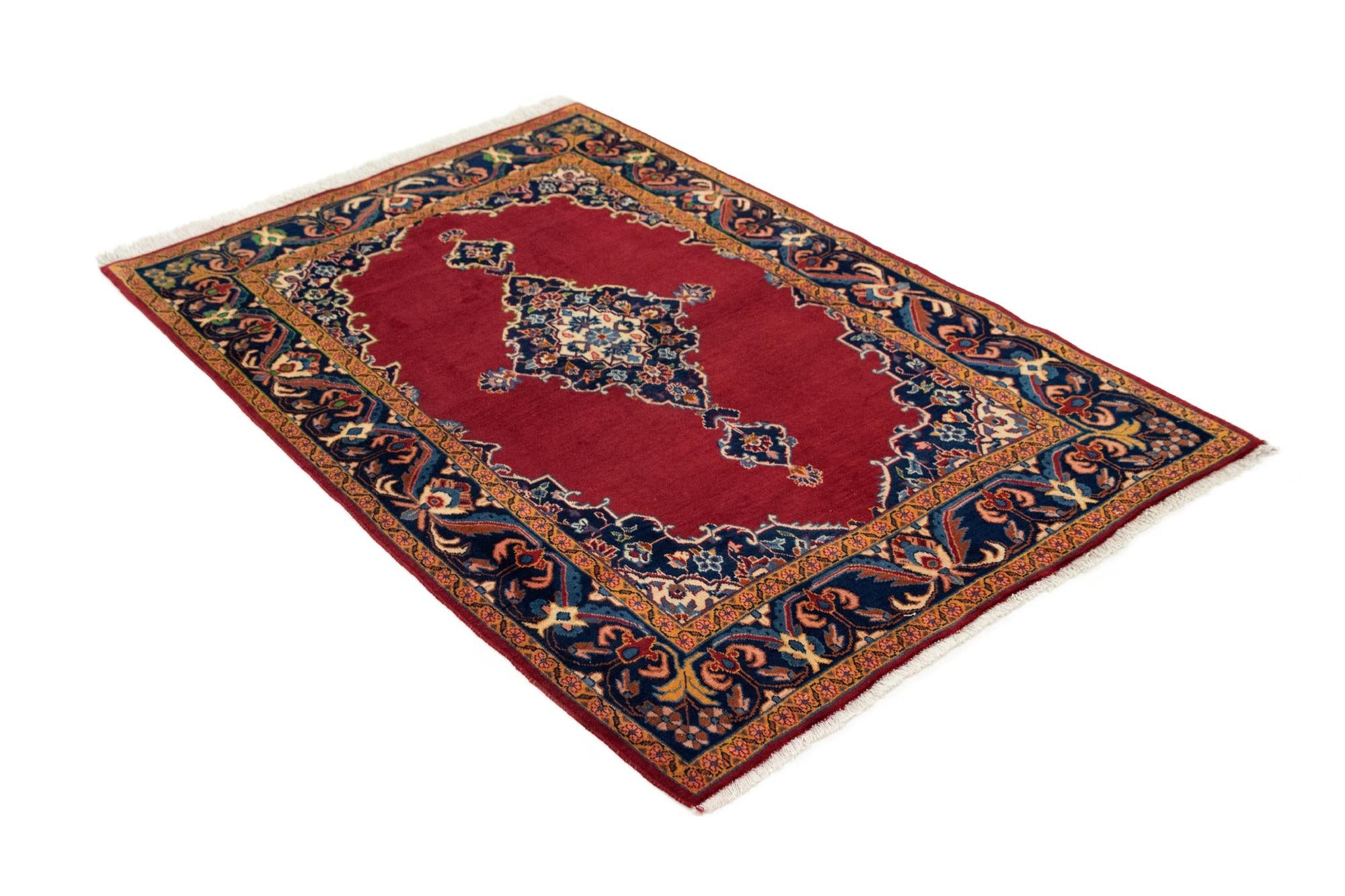 3' 7 x 5' 2 Hand Knotted Kerman Persian Wool Rug