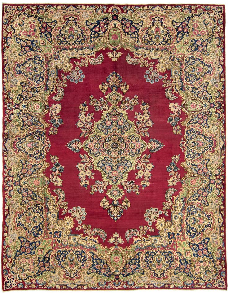Detail image of 8' 10 x 11' 9 Hand Knotted Kerman Persian Wool Rug