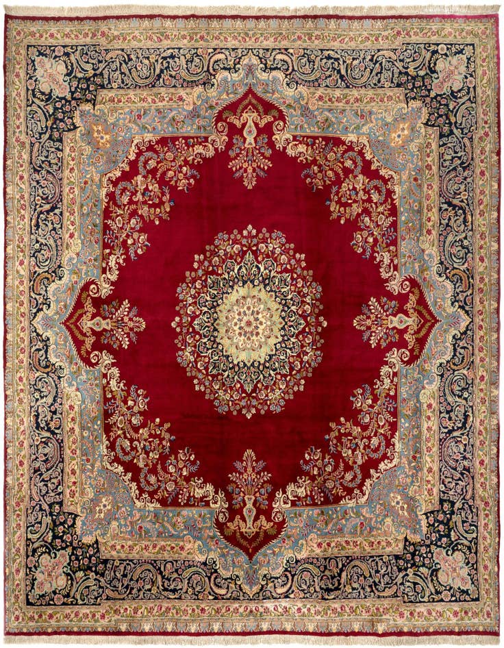 Detail image of 13' 4 x 14' 7 Hand Knotted Kerman Persian Rug