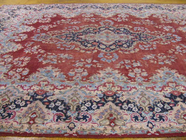 9' 9 x 13' 6 Hand Knotted Kerman Persian Wool Rug